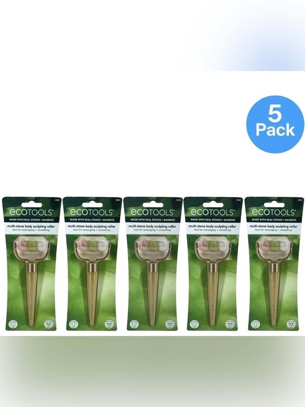 EcoTools Multi-Stone Body Sculpting Roller Rose Quartz Jade 5 Pack New